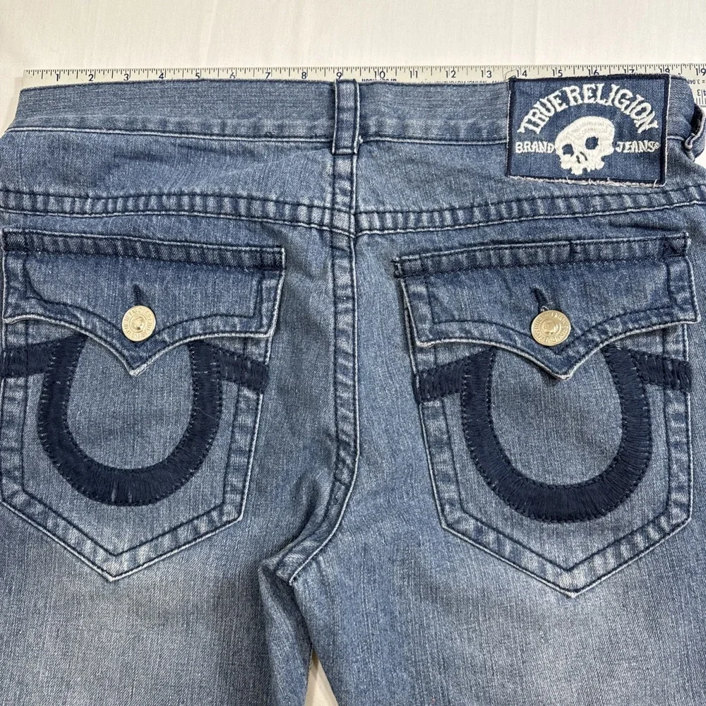 TRUE STRAIGHT RELIGION MEN 36X34 VTG  STYLE 24-870BRBTE Skull PATCH USA JEANS
